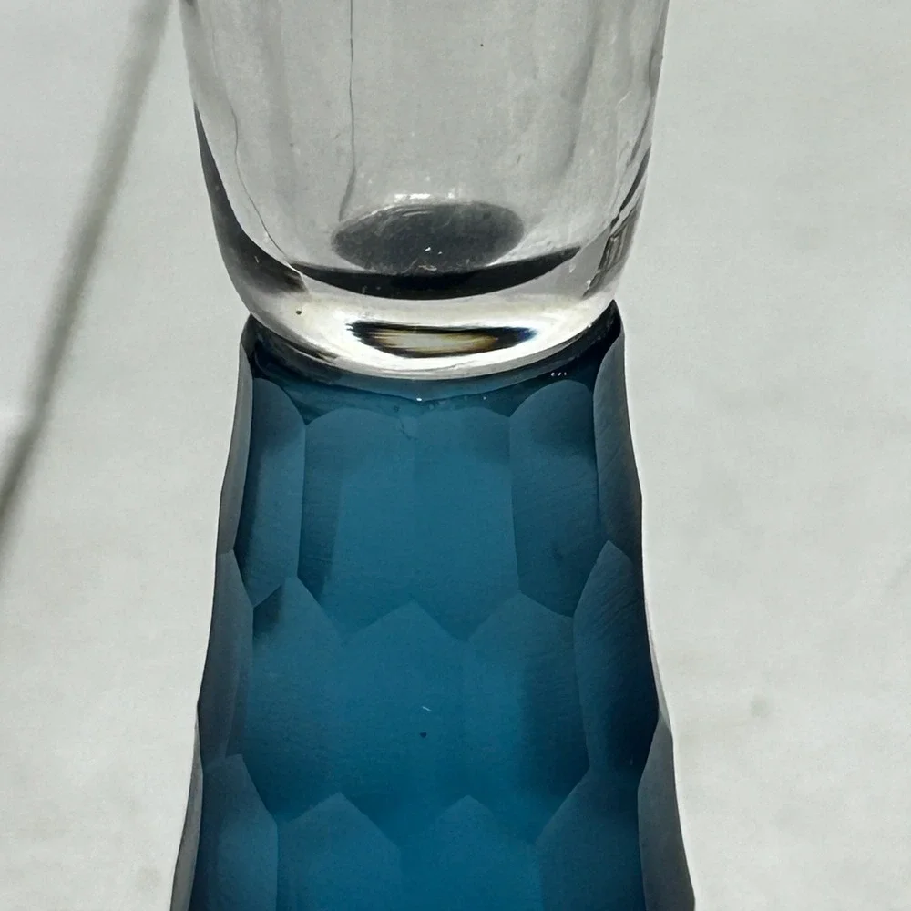 ARTLAND PRESCOTT HONEYCOMB STEM CHAMPAGNE FLUTES Brutalist Frosted glass MCM